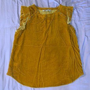 Velour Flutter Sleeve Tank with Button Detail